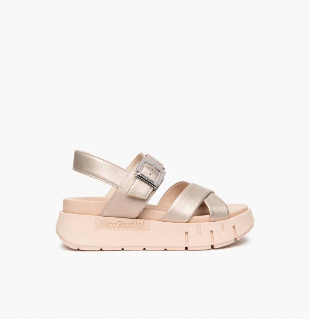 NEW NEROGIARDINI women's vivi platform leather sandals in saturn